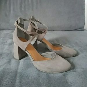 Gray Suede Block Heel Heels
